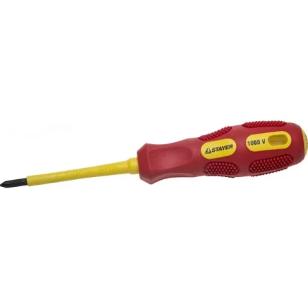 Отвертка STAYER "PROFESSIONAL" "MAX-GRIP" диэлектрическая, двухкомпонентная рукоятка, Cr-V, PH №1x80мм 25828-1-080 G купить в Нижневартовске