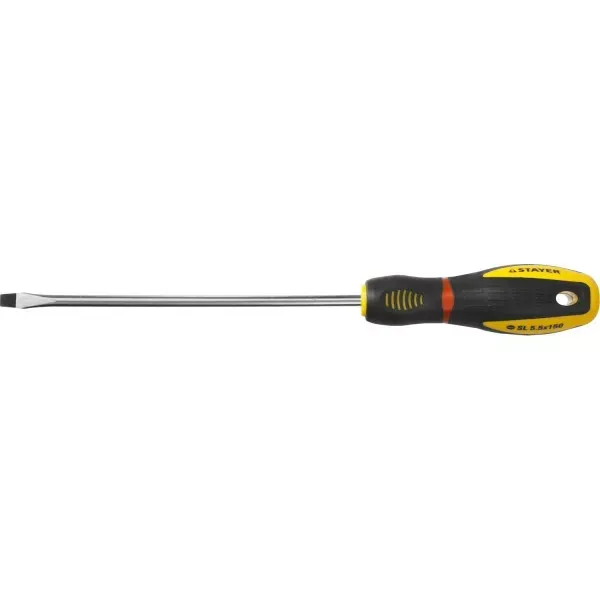 Отвертка STAYER "PROFI" "PROTech", двухкомп рукоятка, намагниченная, Cr-Mo, SL5,5x150мм 25131-05-15_z02 купить в Нижневартовске