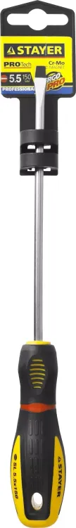 Отвертка STAYER "PROFI" "PROTech", двухкомп рукоятка, намагниченная, Cr-Mo, SL5,5x150мм 25131-05-15_z02 купить в Нижневартовске