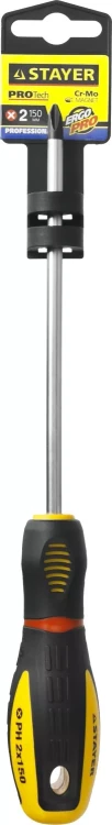 Отвертка STAYER "PROFI" "PROTech", двухкомп рукоятка, намагниченная, Cr-Mo, PH2x150мм 25132-2-15_z02 купить в Нижневартовске