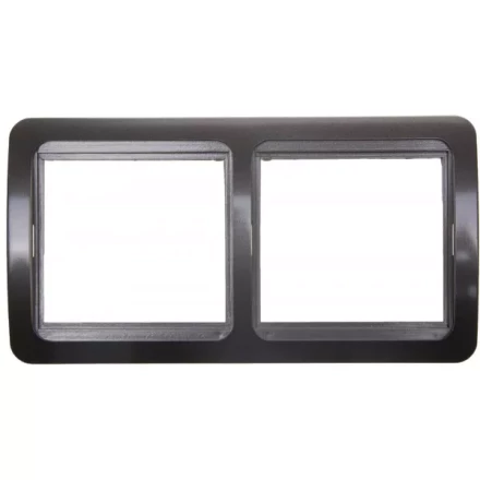 Панель СВЕТОЗАР "ГАММА" накладная, горизонтальная, цвет темно-серый металлик, 2 гнезда SV-54146-DM купить в Нижневартовске