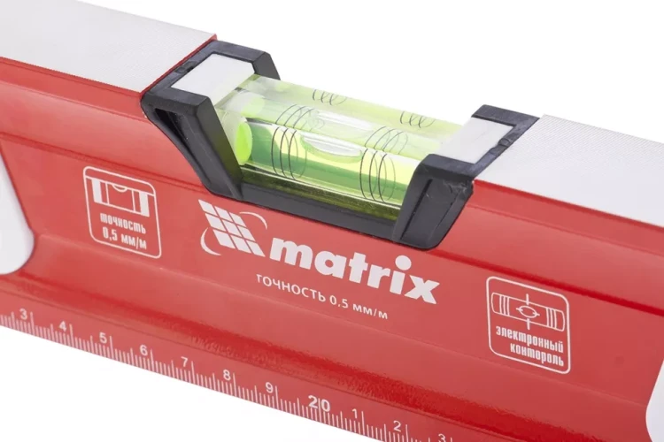 Уровень алюминиевый магнитный 800 мм с зеркальным глазком MATRIX 2 компонентные рукоятки артикул 34732 купить в Нижневартовске