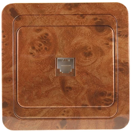 Розетка СВЕТОЗАР "ГАММА" телефонная, одинарная, цвет орех SV-54117-N купить в Нижневартовске