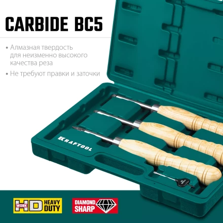 Набор профессиональных ручных резцов по дереву KRAFTOOL 18369 купить в Нижневартовске