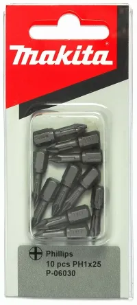 Биты Makita PH1 25мм 10шт (P-06030)