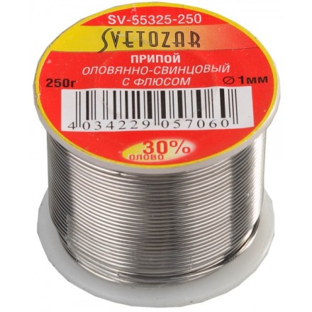 Припой СВЕТОЗАР оловянно-свинцовый, 30% Sn / 70% Pb, 250гр SV-55325-250 купить в Нижневартовске