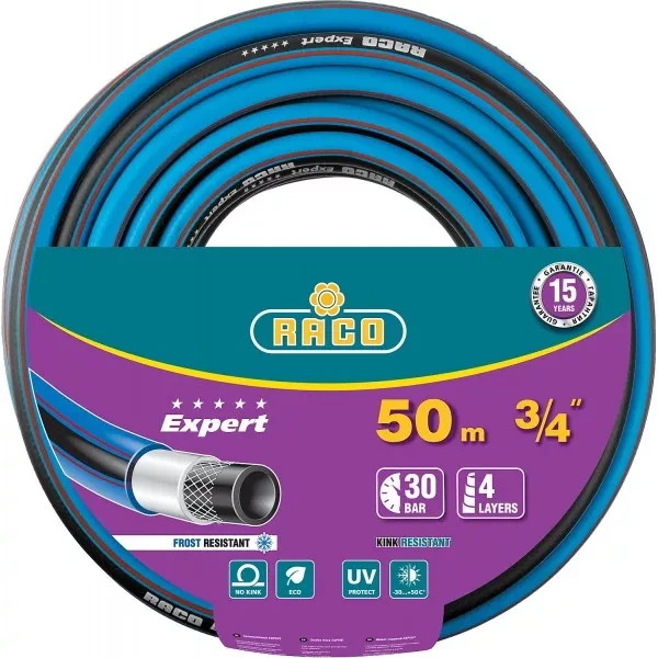 Шланг RACO "EXPERT" поливочный, 30атм., армированный, 3-х слойный, 3/4"x50м 40302-3/4-50 купить в Нижневартовске