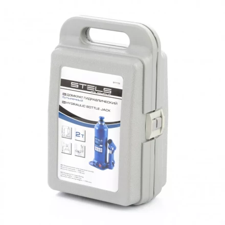Домкрат гидравлический бутылочный 2 т h подъема 178-338 мм в пластиковом кейсе Stels 51172 купить в Нижневартовске