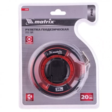 Рулетка геодезическая 20 м х 12,5 мм закрытый корпус стальная лента односторонняя шкала Pro Matrix 31280 купить в Нижневартовске