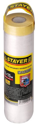 Пленка STAYER &quot;PROFESSIONAL&quot; защитная с клейкой лентой &quot;МАСКЕР&quot;, HDPE, 9мкм, 2,1х15м 12255-210-15 купить в Нижневартовске