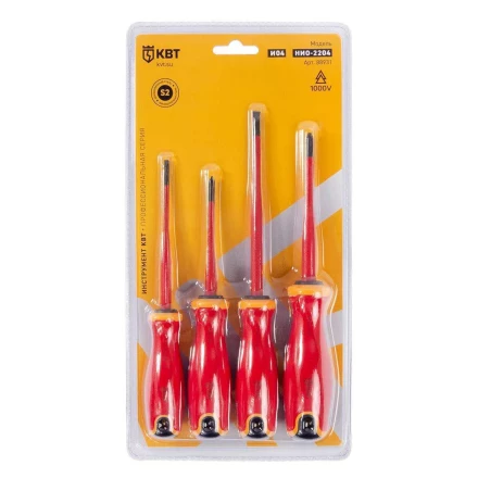 Набор диэлектрических отверток КВТ SLIM VDE НИО-2204 сталь S2, профиль SL, PH, 4 шт. (88931) купить в Нижневартовске