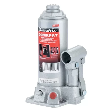 Домкрат гидравлический бутылочный 3 т h подъема 194–372 мм  MATRIX MASTER 50717 купить в Нижневартовске