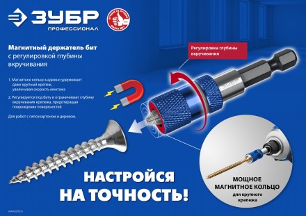 ЗУБР адаптер с регулировкой глубины вкручивания для ГКЛ, Профессионал (26757) купить в Нижневартовске