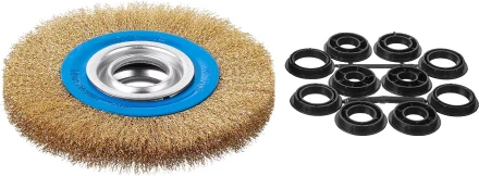 ЗУБР "ПРОФЕССИОНАЛ". Щетка дисковая для точильно-шлифовального станка, витая стальная латунирован проволока 0,3мм, 150х32мм 35186-150_z01 купить в Нижневартовске