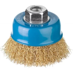 ЗУБР "ПРОФЕССИОНАЛ". Щетка чашечная для УШМ, витая латунированная стальная проволока 0,3мм, 75ммхМ14 3526-075_z02