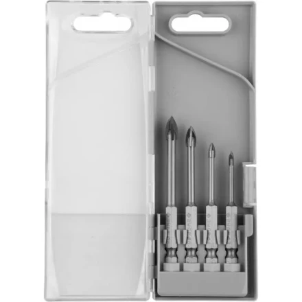 Набор ЗУБР "ПРОФЕССИОНАЛ": Сверла по кафелю, керамике, с четырьмя режущими лезвиями 3, 4, 6, 8 мм, 4 шт 29845-H4_z01 купить в Нижневартовске