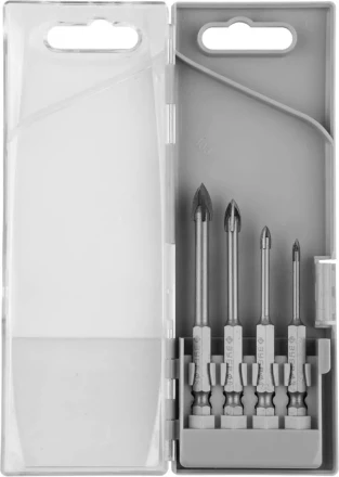 Набор ЗУБР "ПРОФЕССИОНАЛ": Сверла по кафелю, керамике, с четырьмя режущими лезвиями 3, 4, 6, 8 мм, 4 шт 29845-H4_z01 купить в Нижневартовске