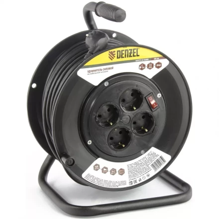 Удлинитель силовой на кабельной катушке 50м 4 розетки 16А серия УХз16 DENZEL 95906 купить в Нижневартовске