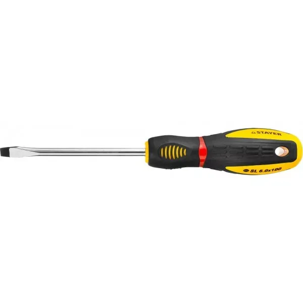 Отвертка STAYER "PROFI" "PROTech", двухкомп рукоятка, намагниченная, Cr-Mo, SL6,0x100мм 25131-06-10_z02 купить в Нижневартовске