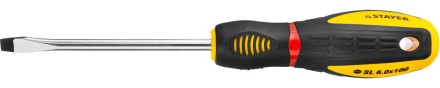Отвертка STAYER &quot;PROFI&quot; &quot;PROTech&quot;, двухкомп рукоятка, намагниченная, Cr-Mo, SL6,0x100мм 25131-06-10_z02 купить в Нижневартовске