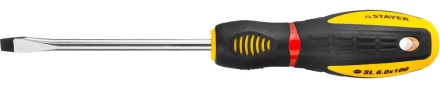 Отвертка STAYER "PROFI" "PROTech", двухкомп рукоятка, намагниченная, Cr-Mo, SL6,0x100мм 25131-06-10_z02 купить в Нижневартовске