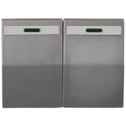 Выключатель СВЕТОЗАР &quot;ЭФФЕКТ&quot; двухклавишный, с эффектом свечения, без вставки и рамки, светло-серый металлик, 10A/~250B SV-54435-SM