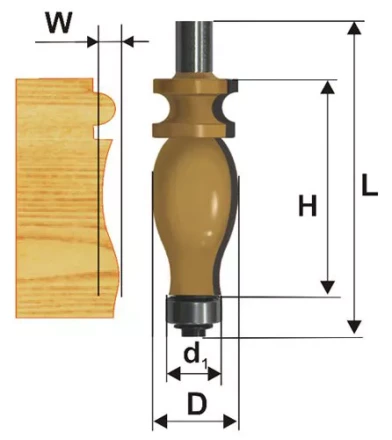 Фреза кромочная фигурная Ф25,4Х42,9 мм хвостовик 12 мм Энкор 46414 купить в Нижневартовске