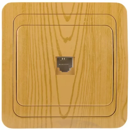 Розетка СВЕТОЗАР "ГАММА" телефонная, одинарная, цвет ольха SV-54117-A купить в Нижневартовске