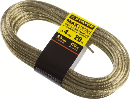 Трос хозяйственный STAYER &quot;MASTER&quot;, стальной в полимерной оболочке, 20 метров, 4,0мм 50145-4 купить в Нижневартовске
