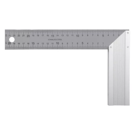 Угольник стальной 250 мм, нержавеющая сталь, градуировка, алюминиевое основание Denzel 32396 купить в Нижневартовске