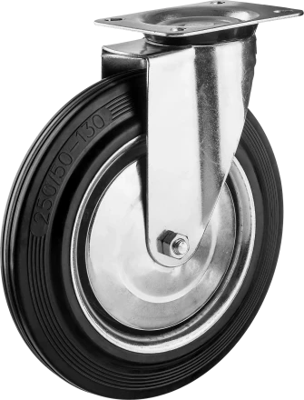 Колеса поворотные из литой резины с металлическим диском серия ПРОФЕССИОНАЛ купить в Нижневартовске