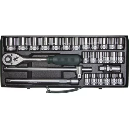 Набор торцовых головок KRAFTOOL "INDUSTRIE QUALITAT" (1/2") универсальный, Cr-V, металлический кейс, 28 предметов 27892-H28_z01 купить в Нижневартовске