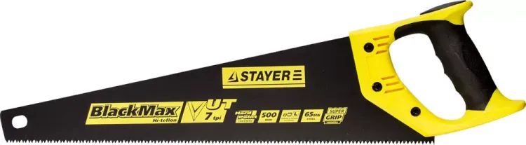 Ножовка универсальная (пила) STAYER BlackMAX 500 мм, 7TPI, тефлон покрытие, рез вдоль и поперек волокон, для средних заготовок, фанеры, ДСП, МДФ 2-15081-50 купить в Нижневартовске