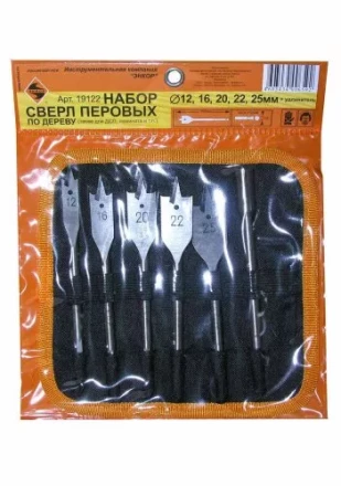 Набор сверл перовых  5 шт12-25х152мм+ 1удл.в сум1/1/40 19122 купить в Нижневартовске