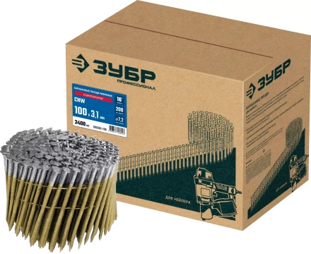 ЗУБР CNW 100 х 3.1 мм, барабанные гвозди рифленые оцинкованные, 2400 шт (305383-100) купить в Нижневартовске