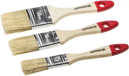 Набор STAYER "STANDARD" "UNIVERSAL": Кисти, светлая натуральная щетина, деревянная ручка, 3шт: 25, 38, 50мм 0161-H3_z01 купить в Нижневартовске