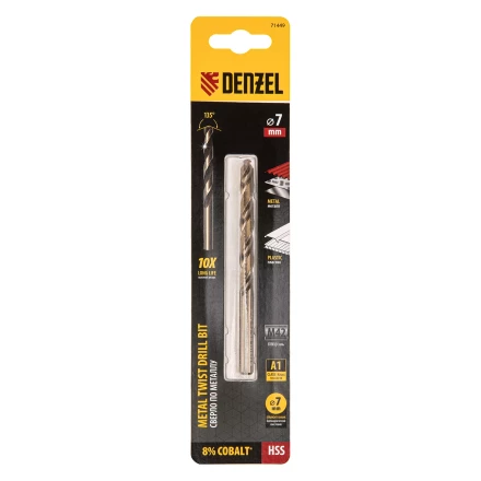 Сверло по металлу, 7 мм, HSS Co-8%// Denzel 71449 купить в Нижневартовске