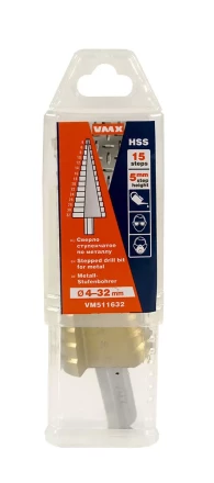 Сверло для металла ступенчатое 4-32мм 15 ступ шаг 2 ход 5 VMX 511632 купить в Нижневартовске