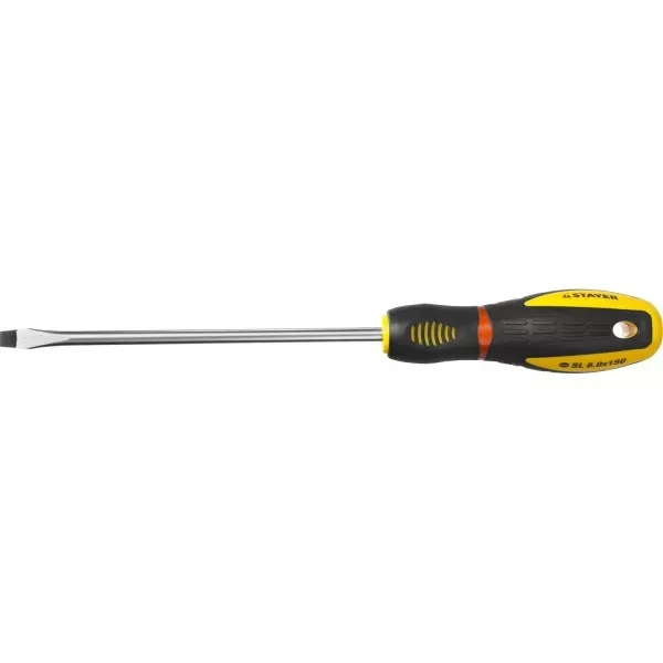 Отвертка STAYER "PROFI" "PROTech", двухкомп рукоятка, намагниченная, Cr-Mo, SL6,0x150мм 25131-06-15_z02 купить в Нижневартовске