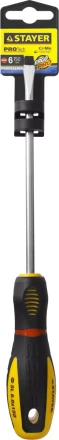 Отвертка STAYER "PROFI" "PROTech", двухкомп рукоятка, намагниченная, Cr-Mo, SL6,0x150мм 25131-06-15_z02 купить в Нижневартовске