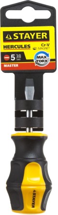 Отвертка STAYER &quot;MASTER&quot; &quot;HERCULES&quot;, Сr-V, противоскользящая рукоятка, SL5,0x38мм 25051-38-5.0_z01 купить в Нижневартовске