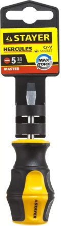 Отвертка STAYER "MASTER" "HERCULES", Сr-V, противоскользящая рукоятка, SL5,0x38мм 25051-38-5.0_z01 купить в Нижневартовске