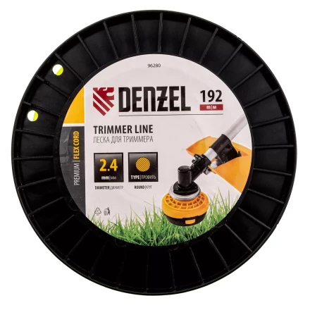Леска для триммера круглая Denzel, 2,4мм х 192м, на DIN катушке FLEX CORD, 96280 купить в Нижневартовске