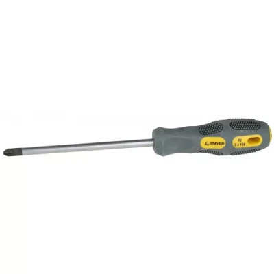 Отвертка STAYER "PROFESSIONAL" "MAX-GRIP" слесарная, Cr-V, намагниченная, PZ №3x150мм 25822-3-150 G