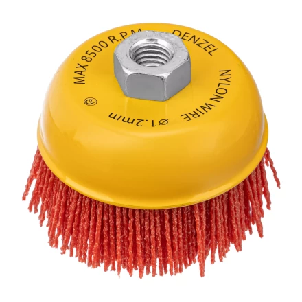 Щетка для УШМ Denzel, 100 мм, Чашка, нейлоновая щетина, М14, 74469 купить в Нижневартовске