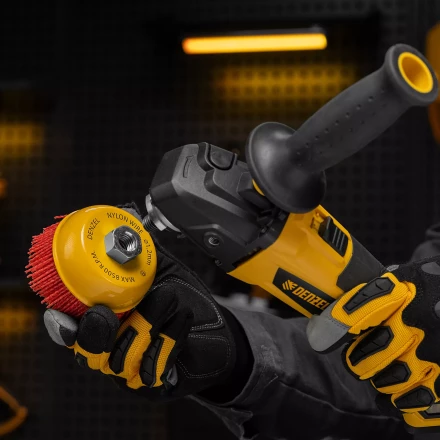 Щетка для УШМ Denzel, 100 мм, Чашка, нейлоновая щетина, М14, 74469 купить в Нижневартовске