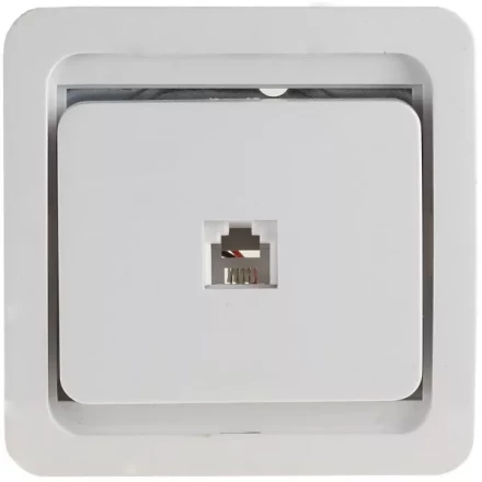 Розетка СВЕТОЗАР "ГАММА" телефонная одинарная, цвет белый SV-54117-W купить в Нижневартовске