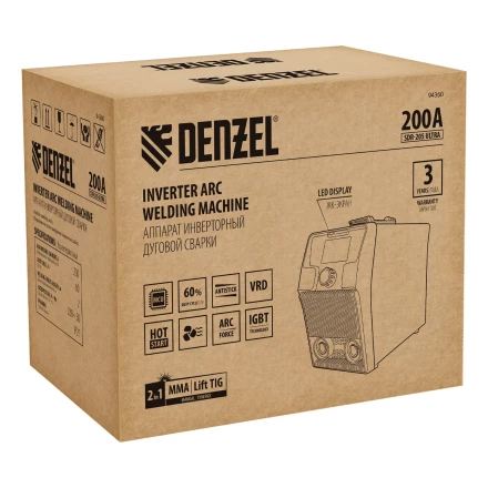 Аппарат инвертор. дуговой сварки Denzel SDR-205 Ultra, 200 А, ПВ 60% 94360 купить в Нижневартовске