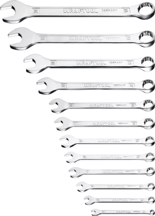 Наборы ключей комбинированных KRAFTOOL, Cr-V, DIN 3110, на пластиковой подвеске 27079-H12C купить в Нижневартовске