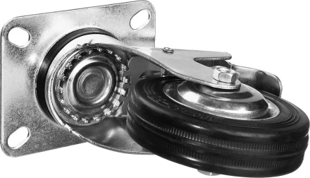 Колеса поворотные с тормозом из литой резины с металлическим диском серия ПРОФЕССИОНАЛ купить в Нижневартовске